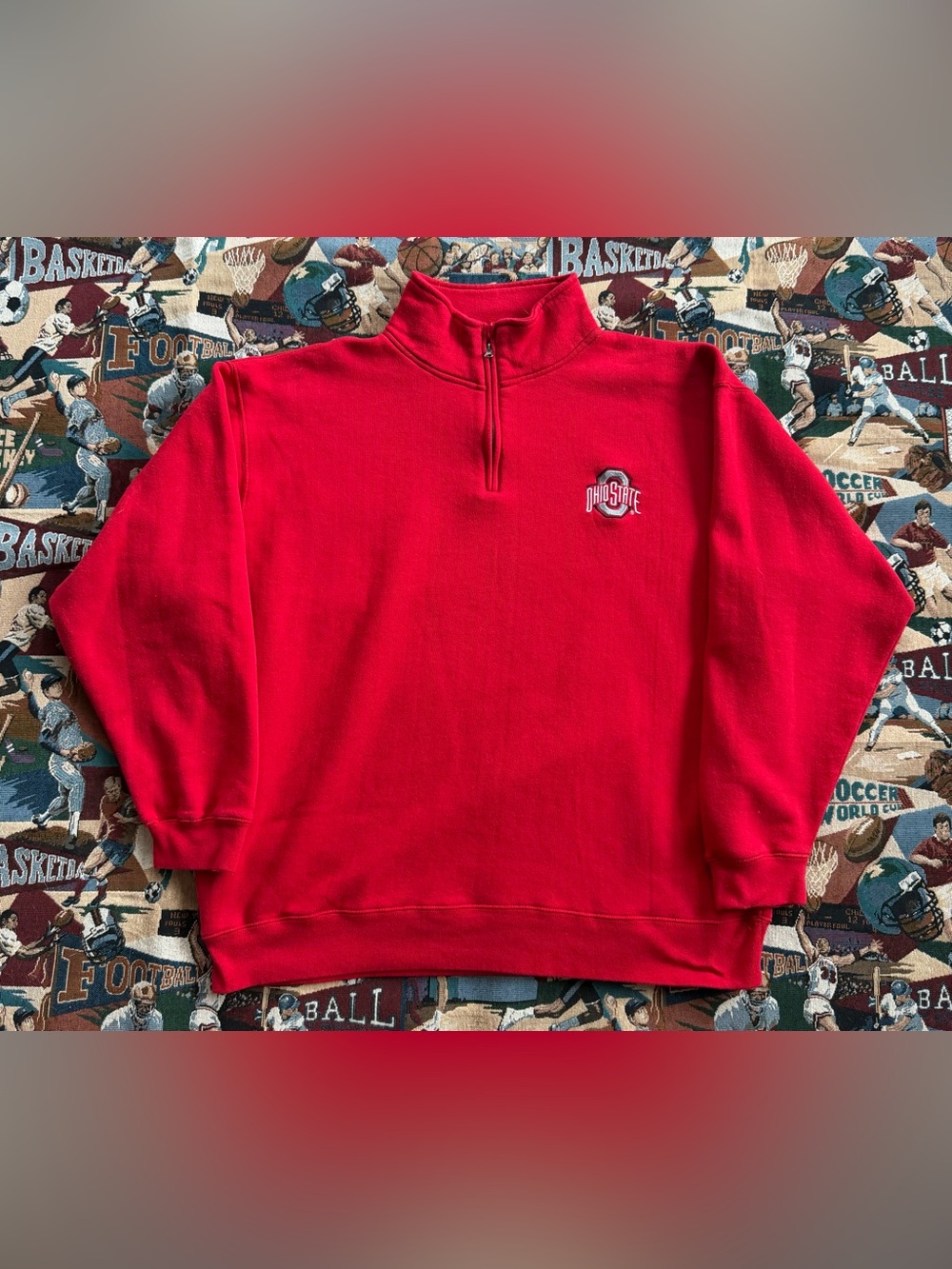 Men’s Ohio State University Buckeyes Red Quarter Zip Jacket